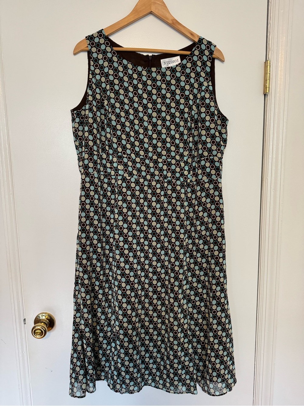 Vintage Y2K Studio I Abstract/Circle Print Dress - Sz 16